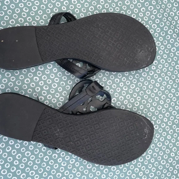 Tory Burch Black Sandals with Embellished Medallion - Picture 3 of 10